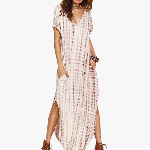 Women's Pink Tie-Dye Maxi Dress - Picture 1 of 3